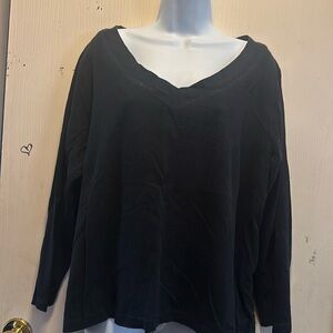 Versatile:black, long-sleeved V-neck shirt from Fashion Bug, size 22/24W.